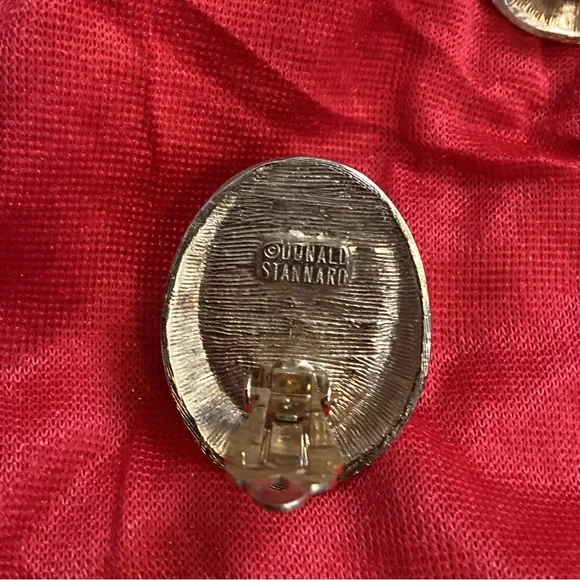 Vintage Donald Stannard Gold Green Stone Statement Earrings - Picture 5 of 5